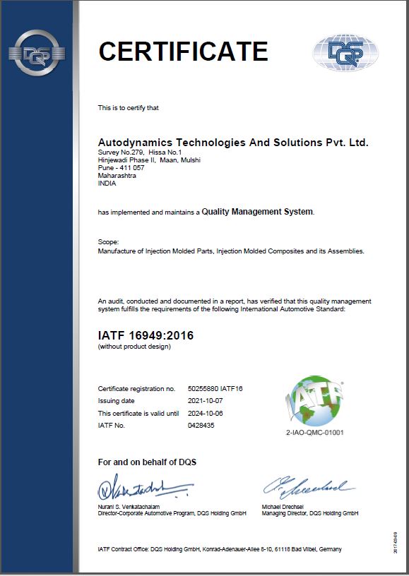 IATF Certificate - Autodynamic